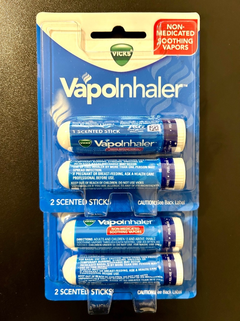 Vicks VapoInhaler 4-Pack Aromatic Inhaler Sticks Non-Medicated Soothing Vapors